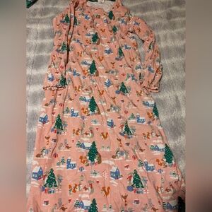 Mini Boden Pink Holiday Print Nightgown Size 9-10